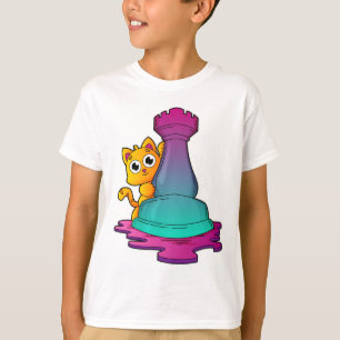 Camiseta Gato en ajedrez con pieza de ajedrez Rook