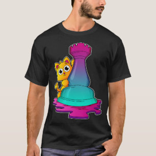 Camiseta Gato en ajedrez con pieza de ajedrez Rook