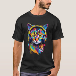 Camiseta Gato en auriculares