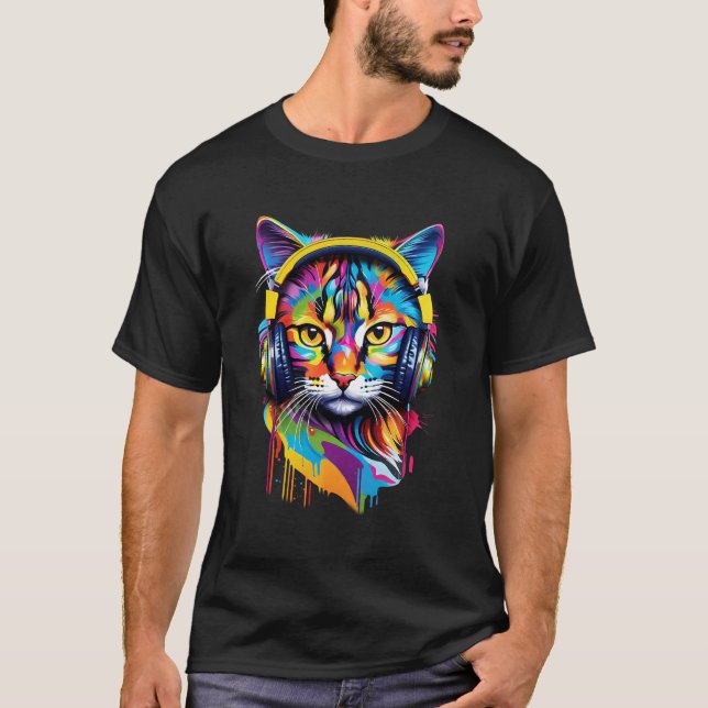 Camiseta Gato en auriculares (Anverso)