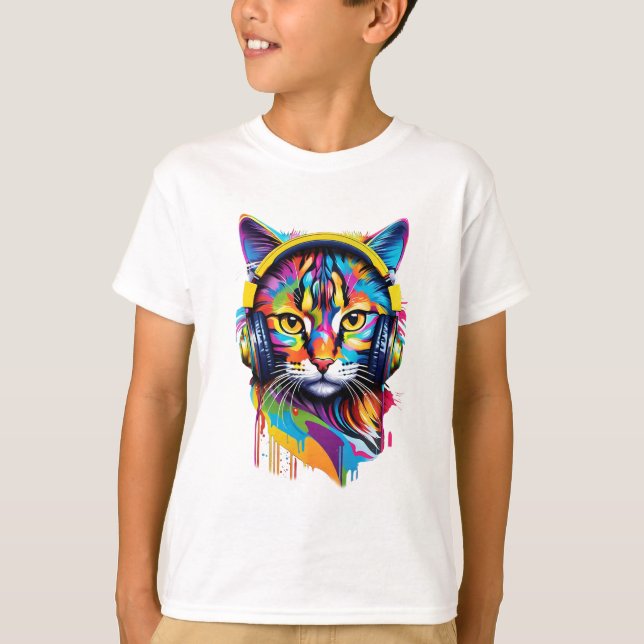 Camiseta Gato en auriculares (Anverso)