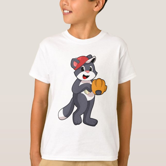 Camiseta Gato en béisbol con guante de béisbol.PNG (Anverso)