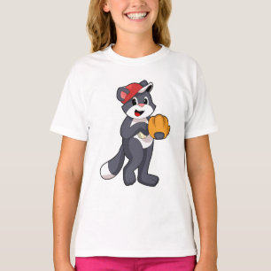 Camiseta Gato en béisbol con guante de béisbol.PNG