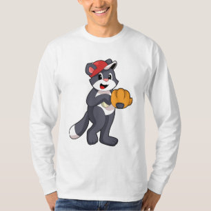 Camiseta Gato en béisbol con guante de béisbol.PNG