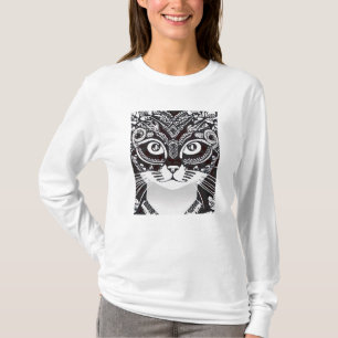 Camiseta Gato en blanco y negro Máscara de garras de manga 