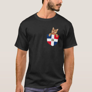Camiseta Gato En Bolsillo Bandera República Dominicana Gato