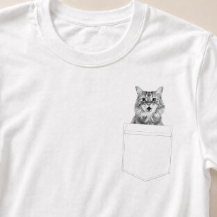 Camiseta Gato en Bolsillo Foto de Mascota Personalizada B