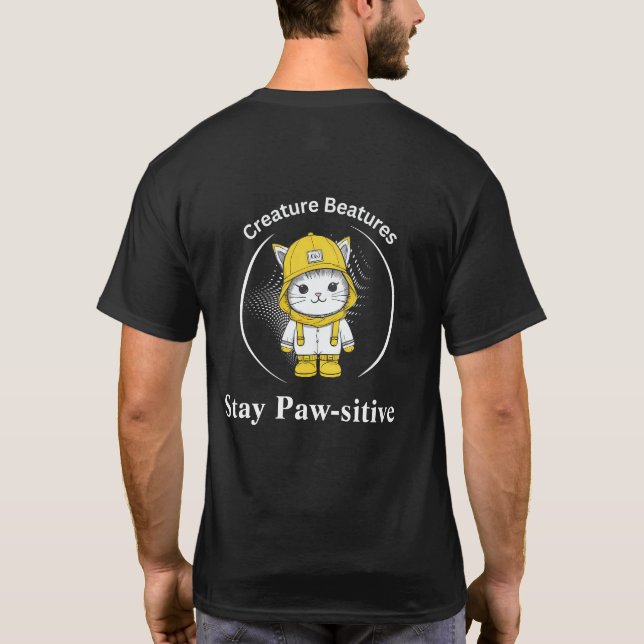 Camiseta gato en boots amarillos | Humor de playa costera (Reverso)