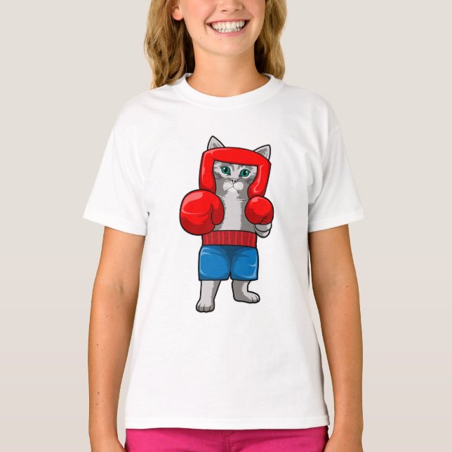 Camiseta Gato en boxeo con guantes de boxeo (Anverso)