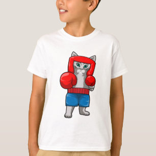 Camiseta Gato en boxeo con guantes de boxeo