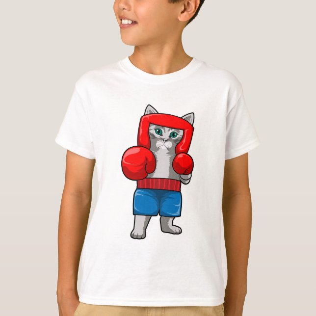 Camiseta Gato en boxeo con guantes de boxeo (Anverso)