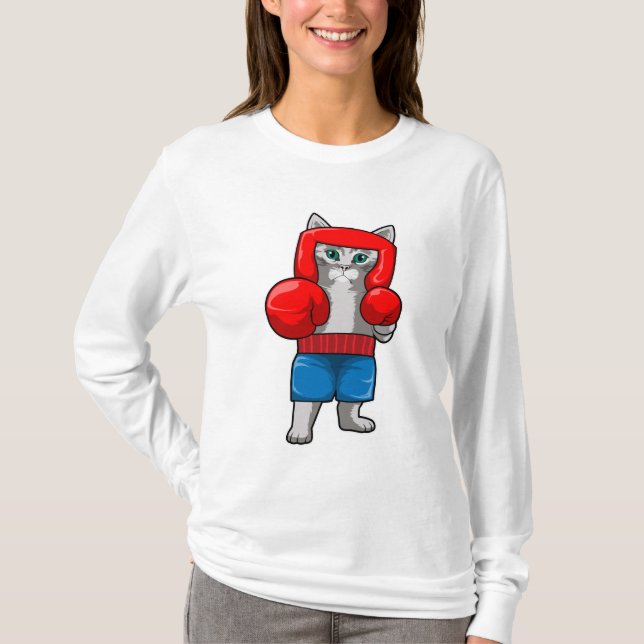 Camiseta Gato en boxeo con guantes de boxeo (Anverso)