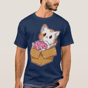Camiseta Gato en caja con D20 dados