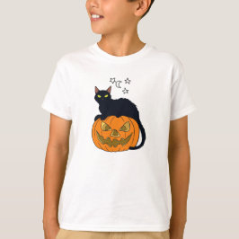 Camiseta Gato en calabaza con estrellas