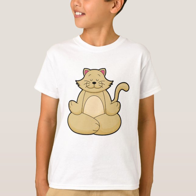 Camiseta Gato en ejercicio de Estiramiento de Yoga en piern (Anverso)