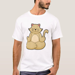 Camiseta Gato en ejercicio de Estiramiento de Yoga en piern