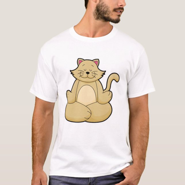 Camiseta Gato en ejercicio de Estiramiento de Yoga en piern (Anverso)