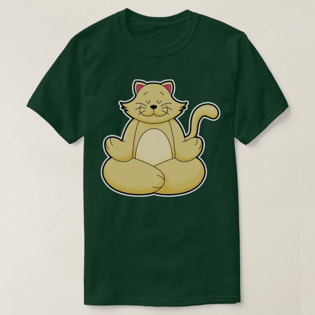 Camiseta Gato en ejercicio de Estiramiento de Yoga en piern (Diseño del anverso)