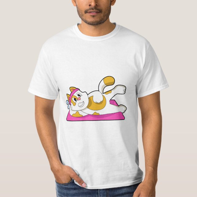 Camiseta Gato en ejercicio de Stretching de Yoga (Anverso)