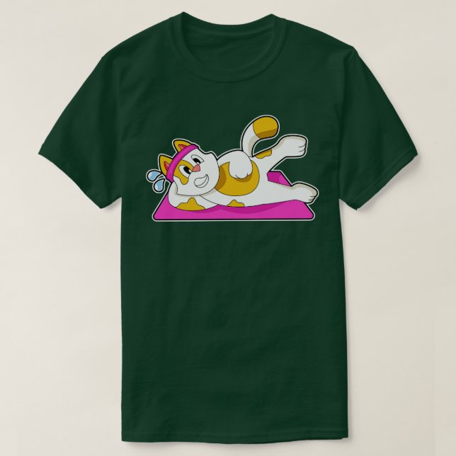 Camiseta Gato en ejercicio de Stretching de Yoga (Diseño del anverso)