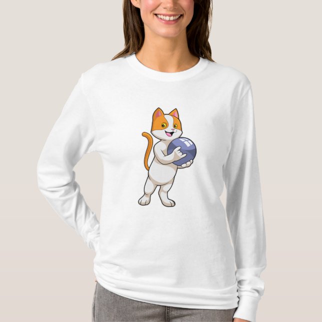 Camiseta Gato en el Bowling con bolas (Anverso)
