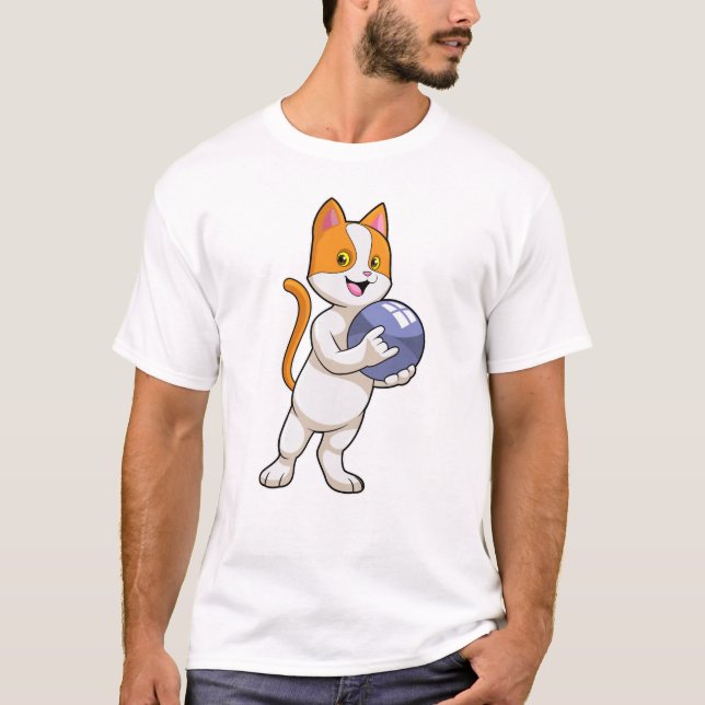Camiseta Gato en el Bowling con bolas (Anverso)
