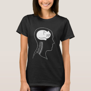 Camiseta Gato En El Cerebro Esquema De Cabeza Felina Minima