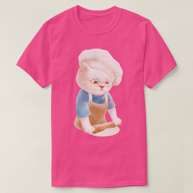 Camiseta Gato En El Chef Gorra Rolling Dough (Diseño del anverso)