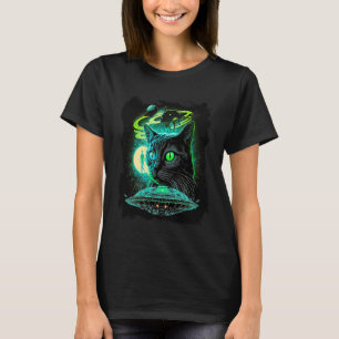 Camiseta Gato En El Espacio Abducción Alien OVNI Ciencia Fi