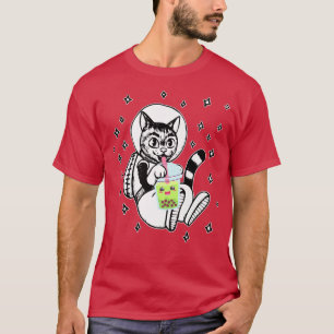 Camiseta Gato en el espacio Boba Tea Bubble Anime Kawaii 70