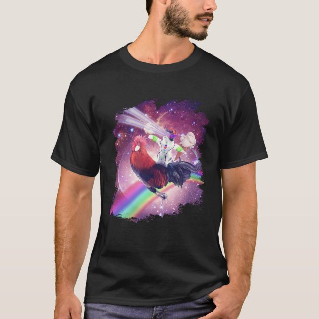 Camiseta Gato En El Espacio De La Cueva Lazer Montando Poll (Anverso)