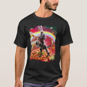Camiseta Gato En El Espacio De Los Ojos Láser En El Arcoiri