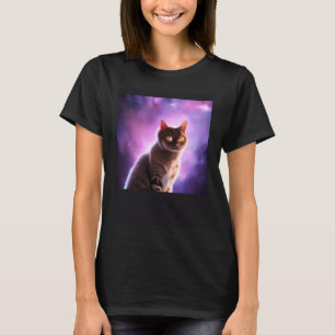 Camiseta Gato en el espacio: Galaxia púrpura
