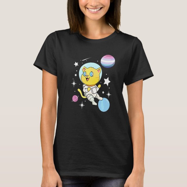 Camiseta Gato En El Espacio Orgullo Bigénero (Anverso)