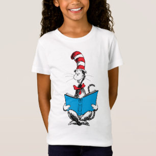 Camiseta Gato en el sombrero leyendo