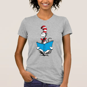 Camiseta Gato en el sombrero leyendo