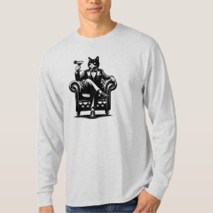 Camiseta Gato en esmoquin sentado en silla de cuero Martini
