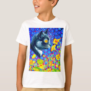 Camiseta Gato en flores