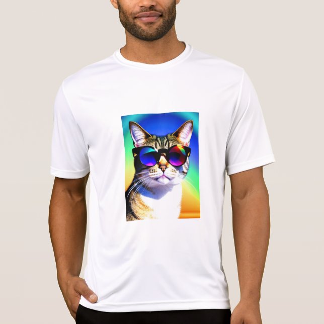 Camiseta Gato en gafas de sol cara (Anverso)