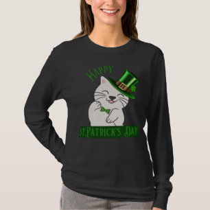 Camiseta Gato en Gorra con CLover St.Patrick's Day