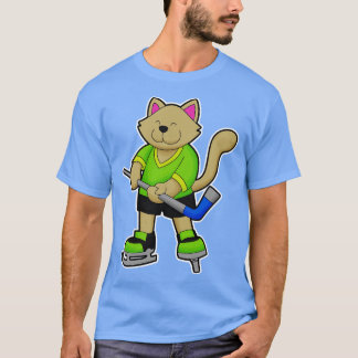 Camiseta Gato en hockey sobre hielo con bastón de hockey so