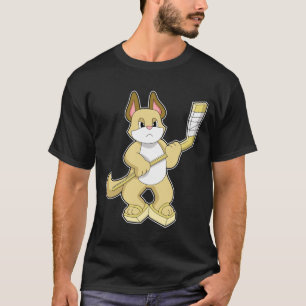 Camiseta Gato en hockey sobre hielo con bastón de hockey so