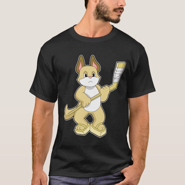 Camiseta Gato en hockey sobre hielo con bastón de hockey so (Anverso)
