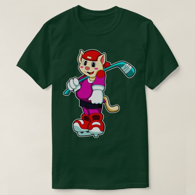 Camiseta Gato en hockey sobre hielo con cubierta de palo de (Diseño del anverso)
