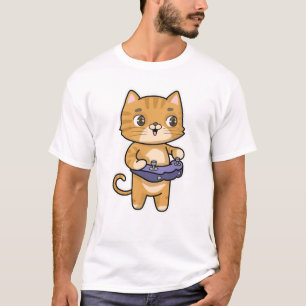 Camiseta Gato en juego con controlador