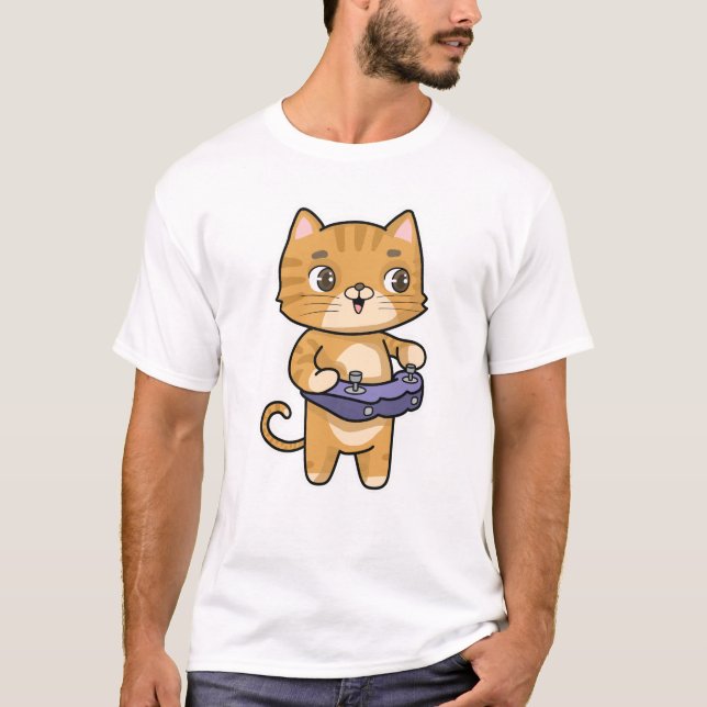 Camiseta Gato en juego con controlador (Anverso)