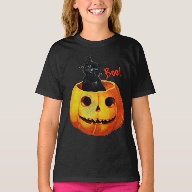 Camiseta Gato en la Calabaza Halloween (Anverso)