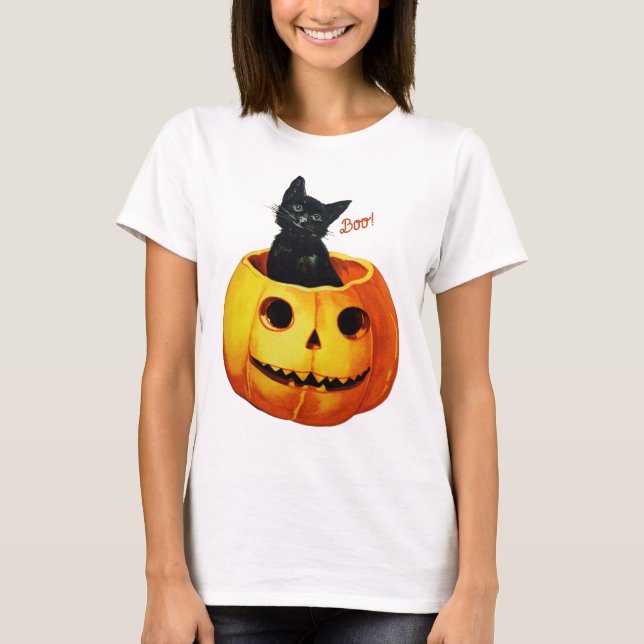 Camiseta Gato en la Calabaza Halloween (Anverso)