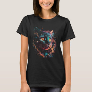 Camiseta Gato En La Galaxia Y Gato Espacial Cabeza De Gato