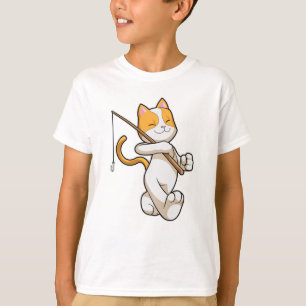 Camiseta Gato en la pesca con barra de pesca